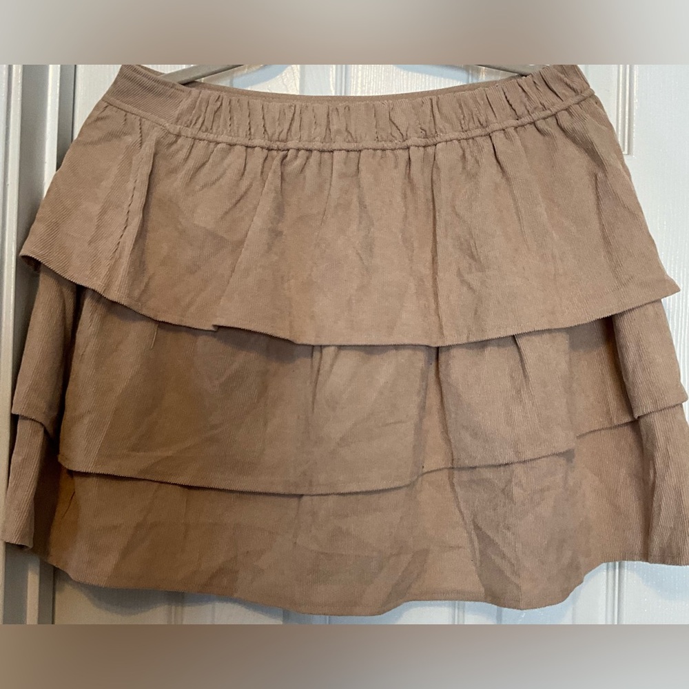 Layered ruffle corduroy miniskirt